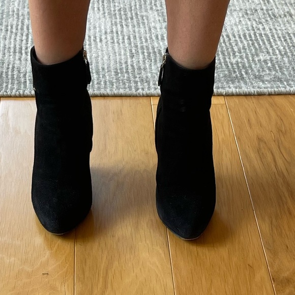 Prada Black Suede Wedge Heel Ankle Boot - Picture 9 of 9